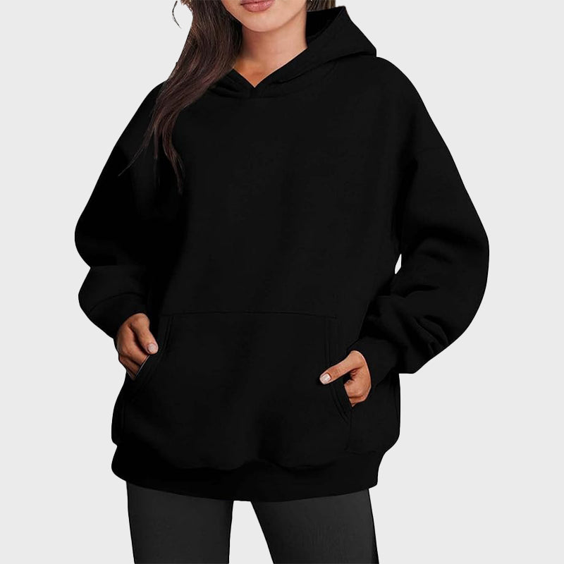 Black Plain Hoodie For Women's